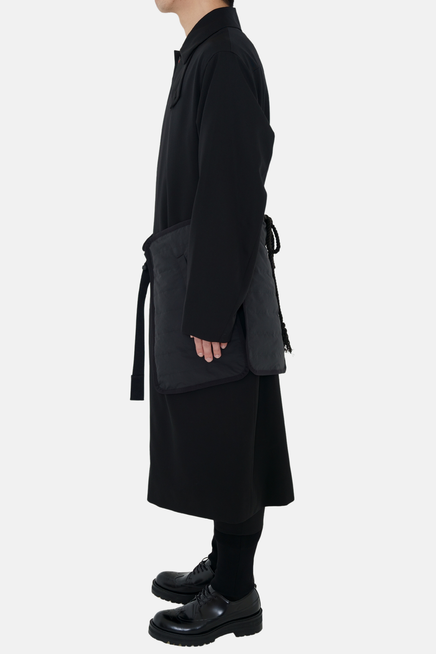 Kusazuri Belt Soutien Collar Coat - Black