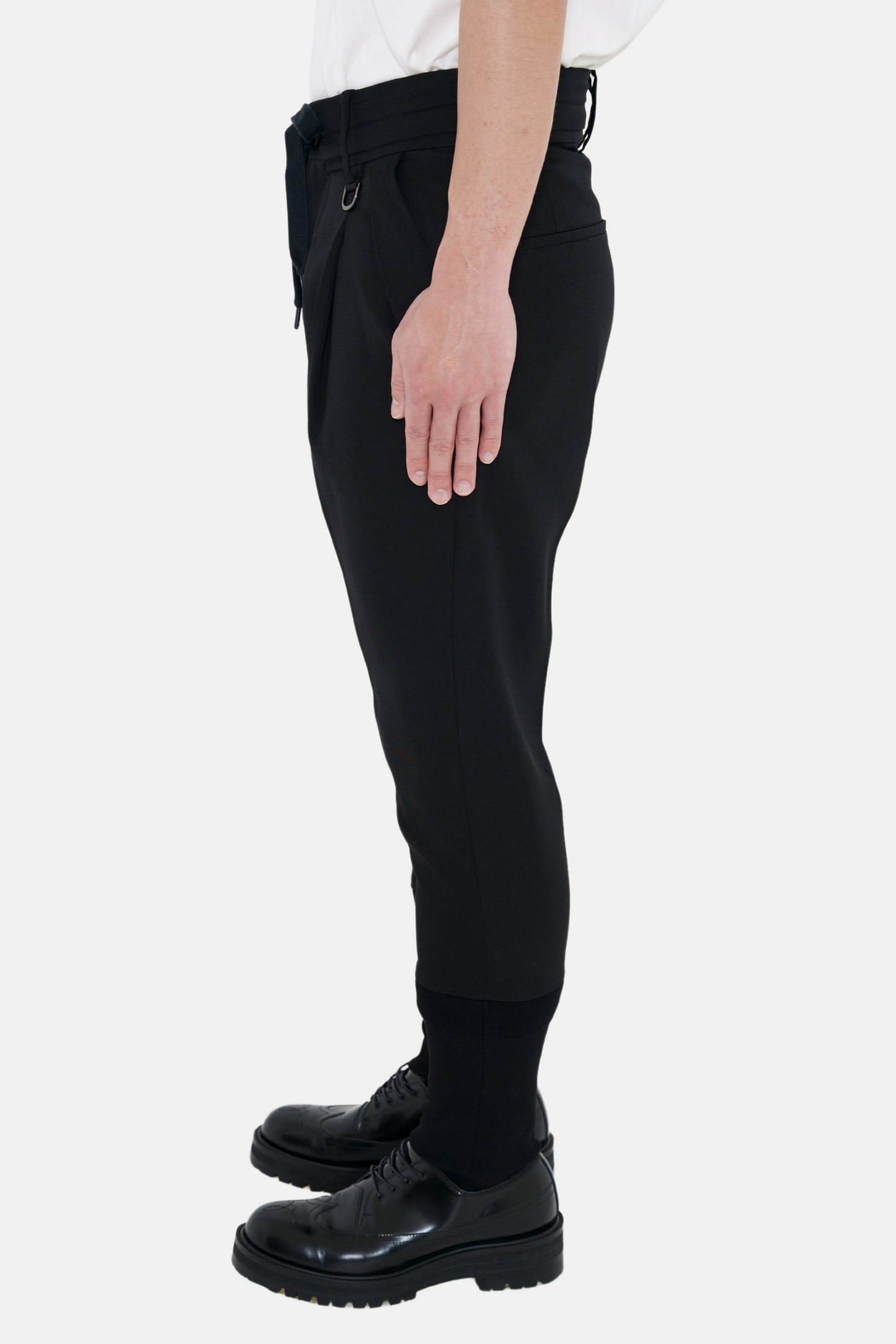 Box Tuck Rib Pants - Black