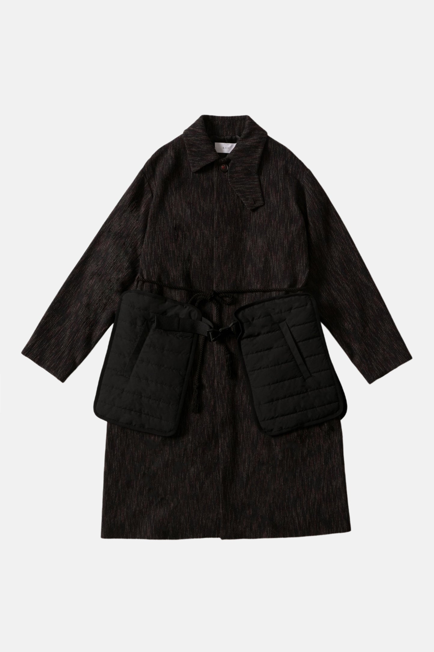 Kusazuri Belt Soutien Collar Coat - Charcoal