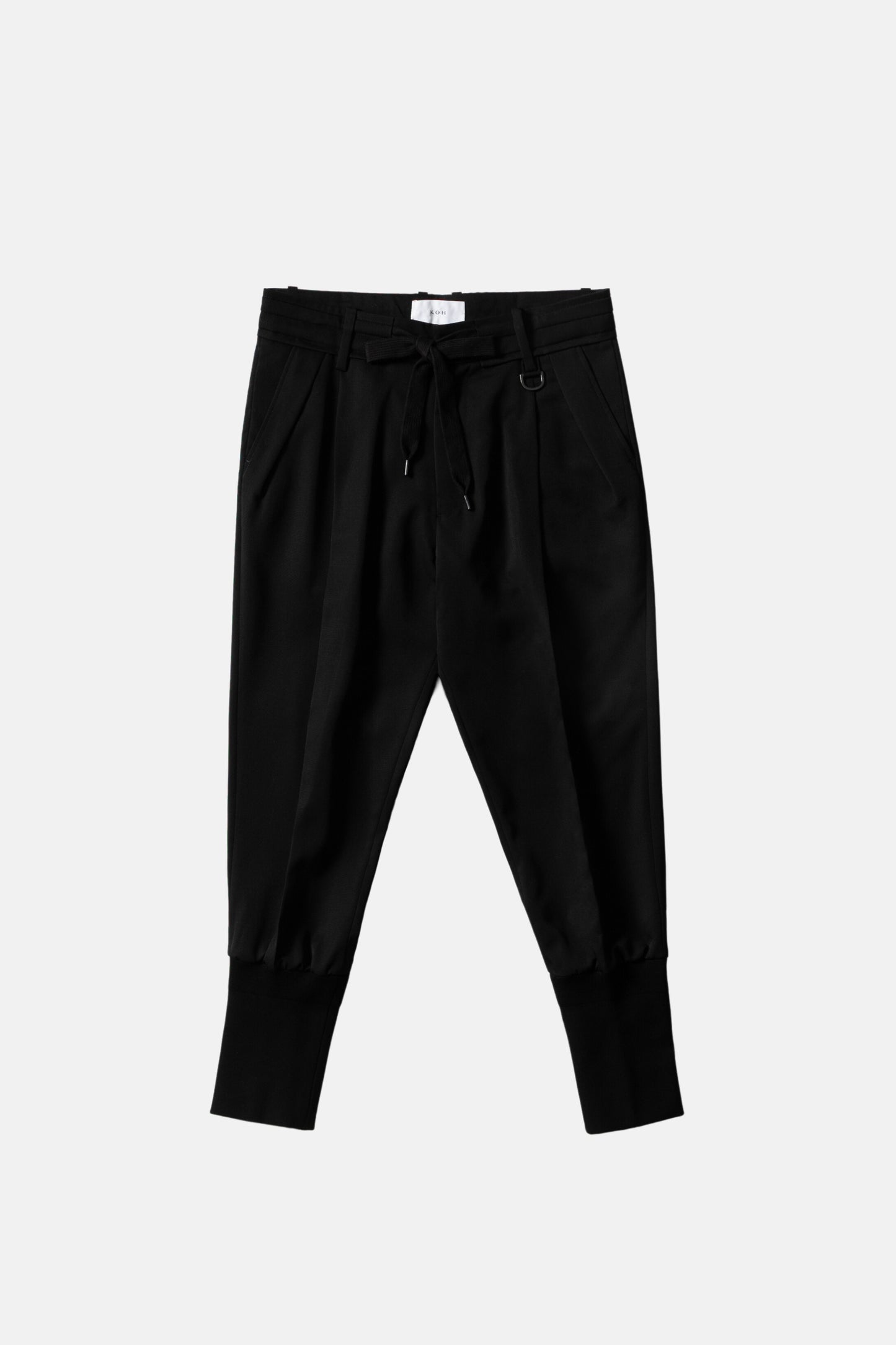 Box Tuck Rib Pants - Black